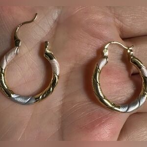 New with tags 14k vermeil tri tone  Hoop Earrings